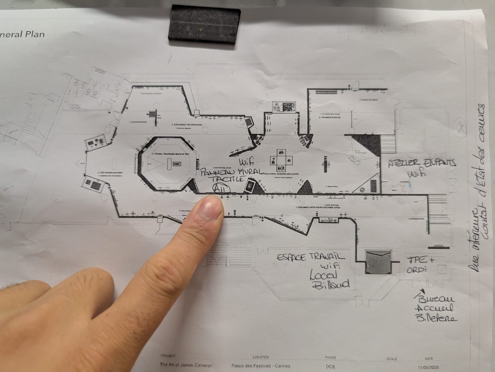 Paper map of zone implantation at the Palais (anonymized version)